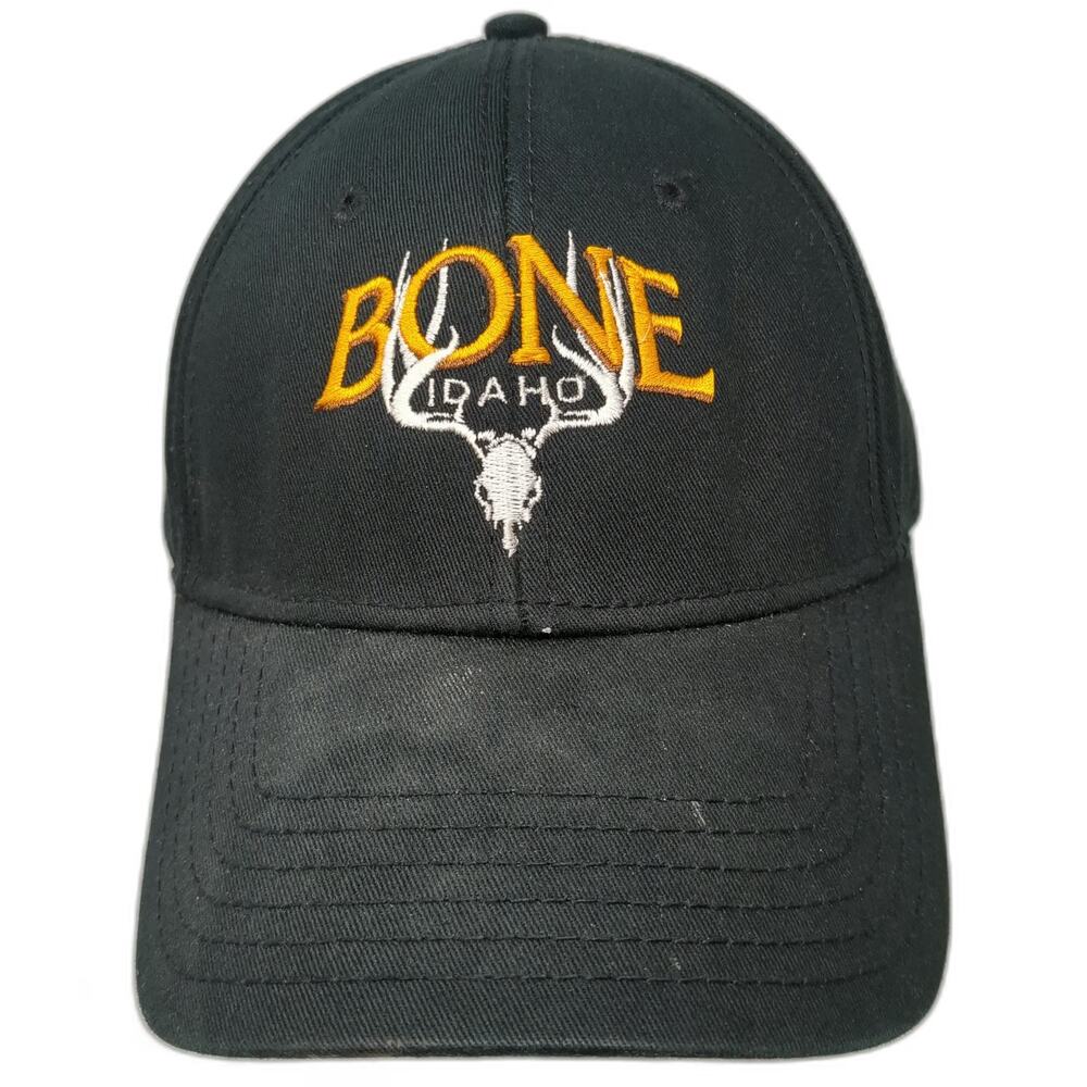 OTTO Baseball Cap Black One Size Bone Idaho Deer Skull Hunting Strapback Hat